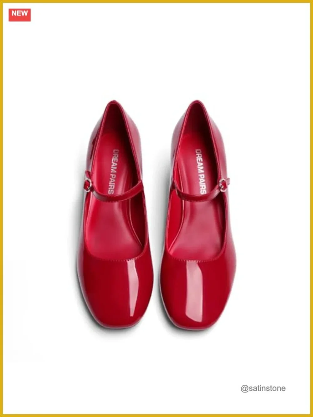 DREAM PAIRS Women's Mary Jane Low Chunky Heel Pumps Faux Leather